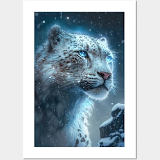 Snow Leopard Animal Portrait Painting Wildlife Outdoors Adventure Posters and Art